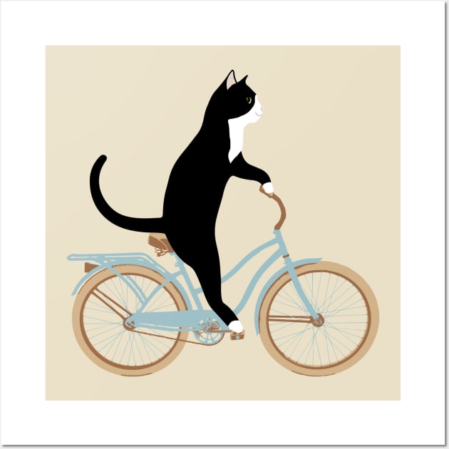 Cat on Bike Wall Art by sketchpets